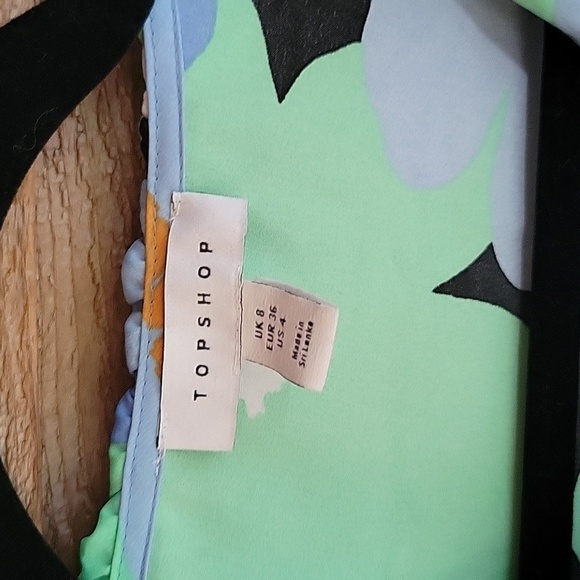 Topshop Size 4 Green and Blue Floral wrap Dress - Picture 5 of 8